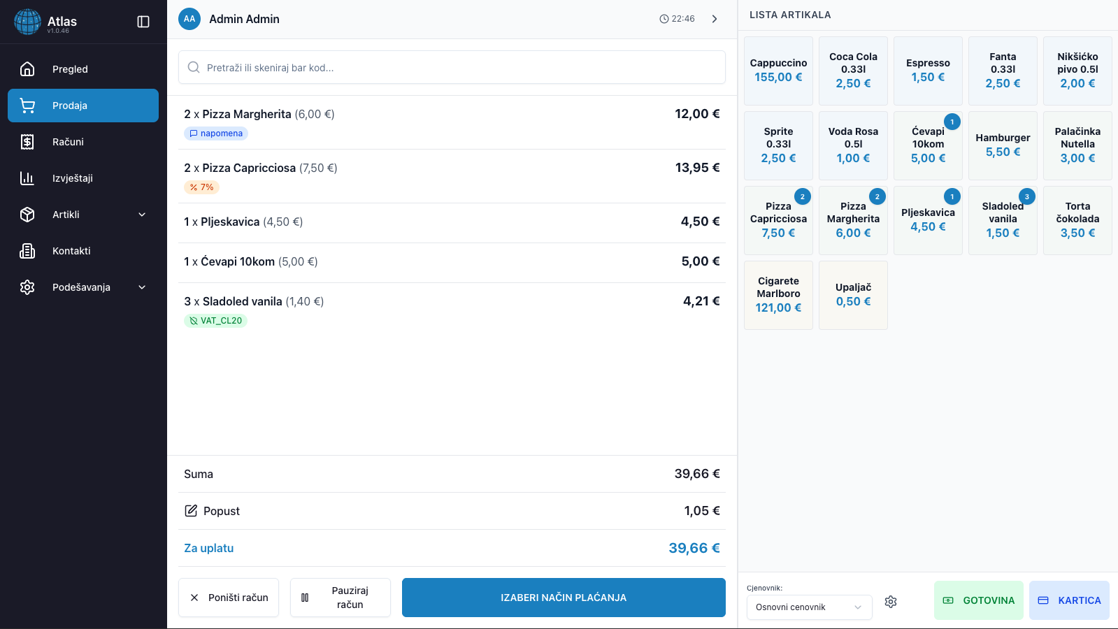 Atlas Web - Ugostiteljstvo